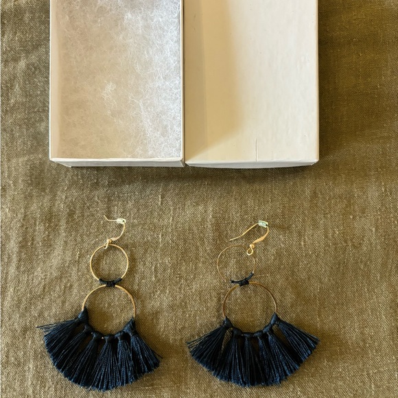 Gold & Navy Earrings - Picture 2 of 2